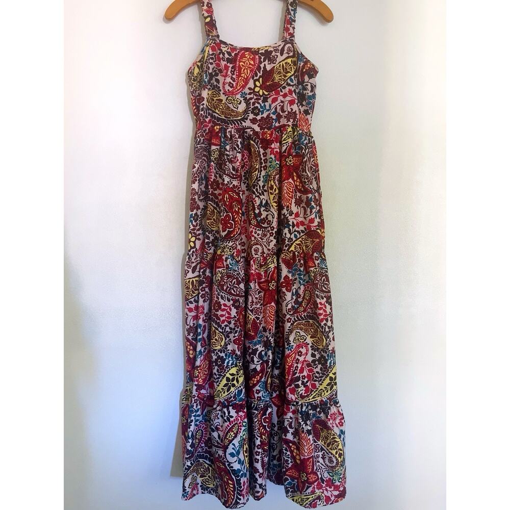 BOG Collective Tiered Maxi Dress XS Floral Paisley Cottagecore Beach Resortwear